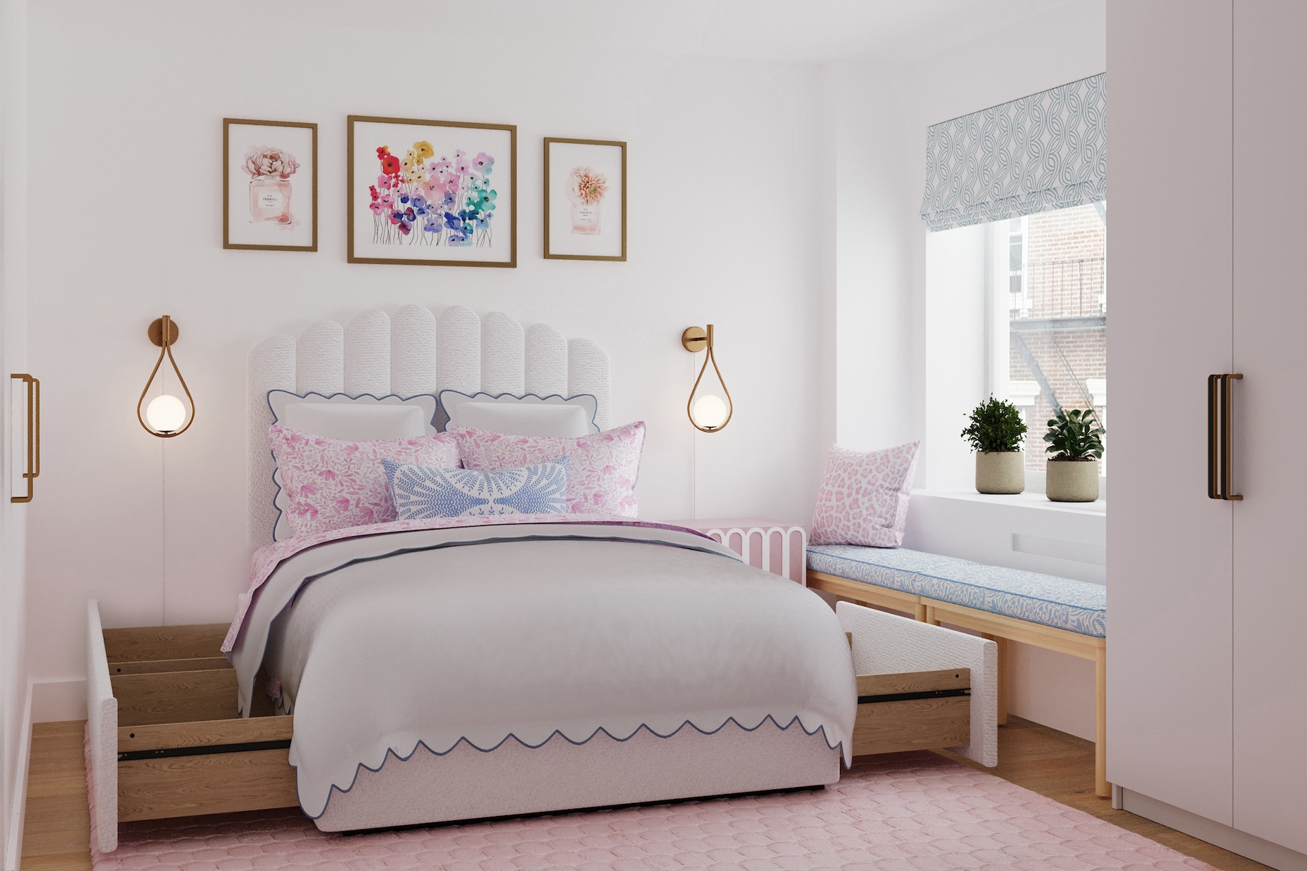 Bedroom Interior Design Light Pink And Blue