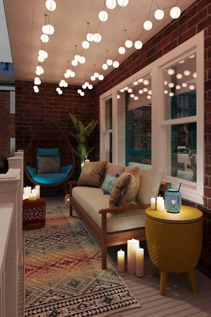 Patio Design With Lights And Candles