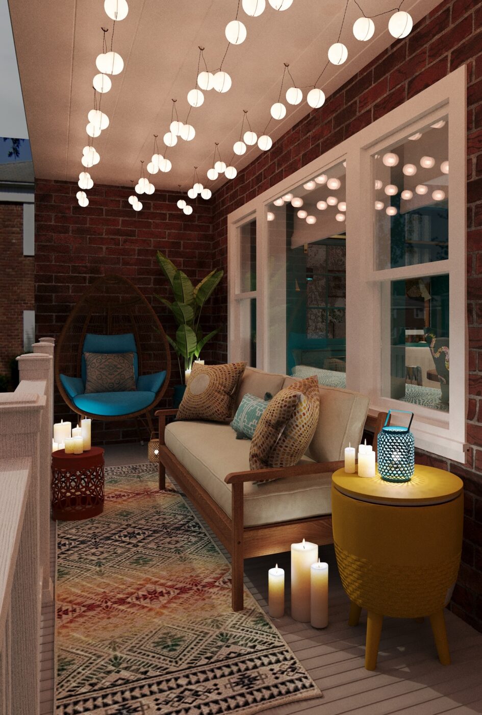 Patio Design With Lights And Candles