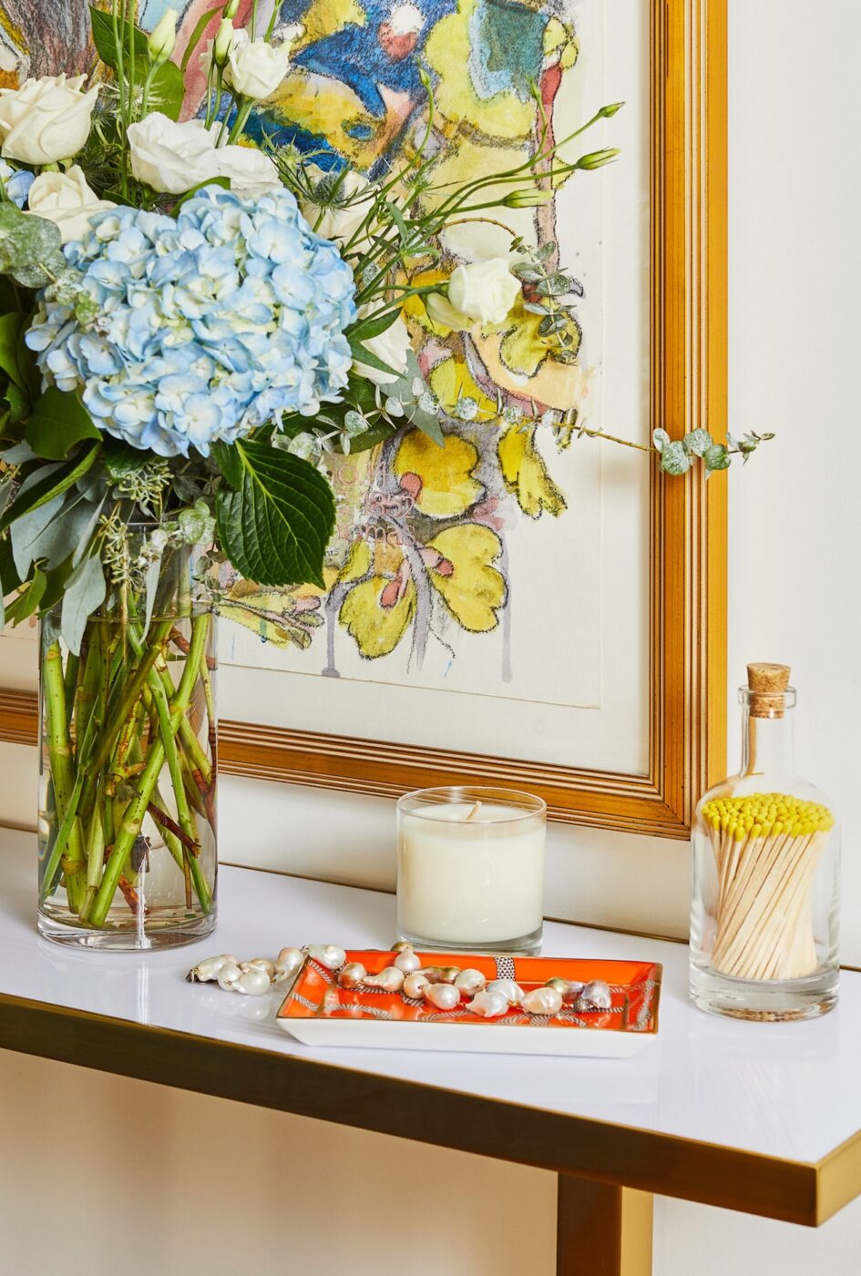 Sideboard Table Decor Detail Vase Candle Matches