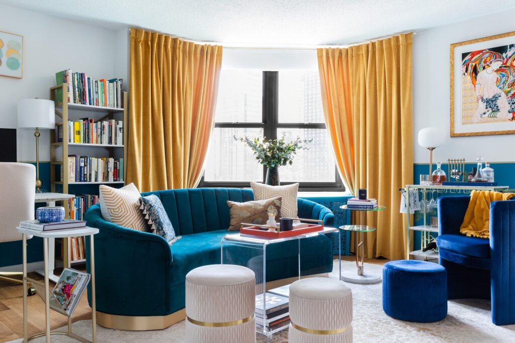 Apartment Interior Design Yellow Window Treatments