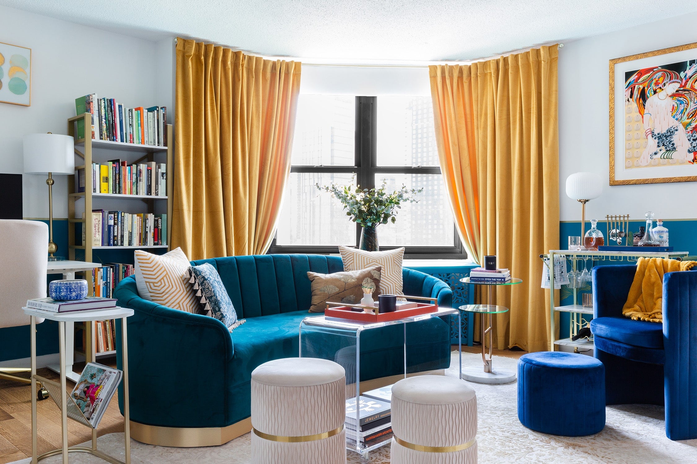 Apartment Interior Design Yellow Window Treatments