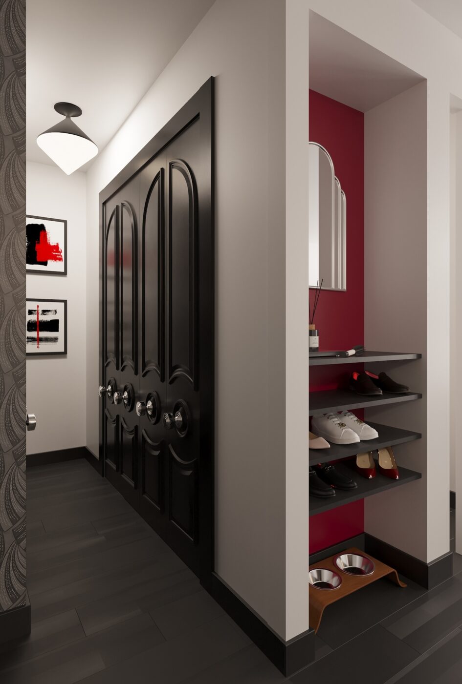 Black White Red Apartment Design Adroit