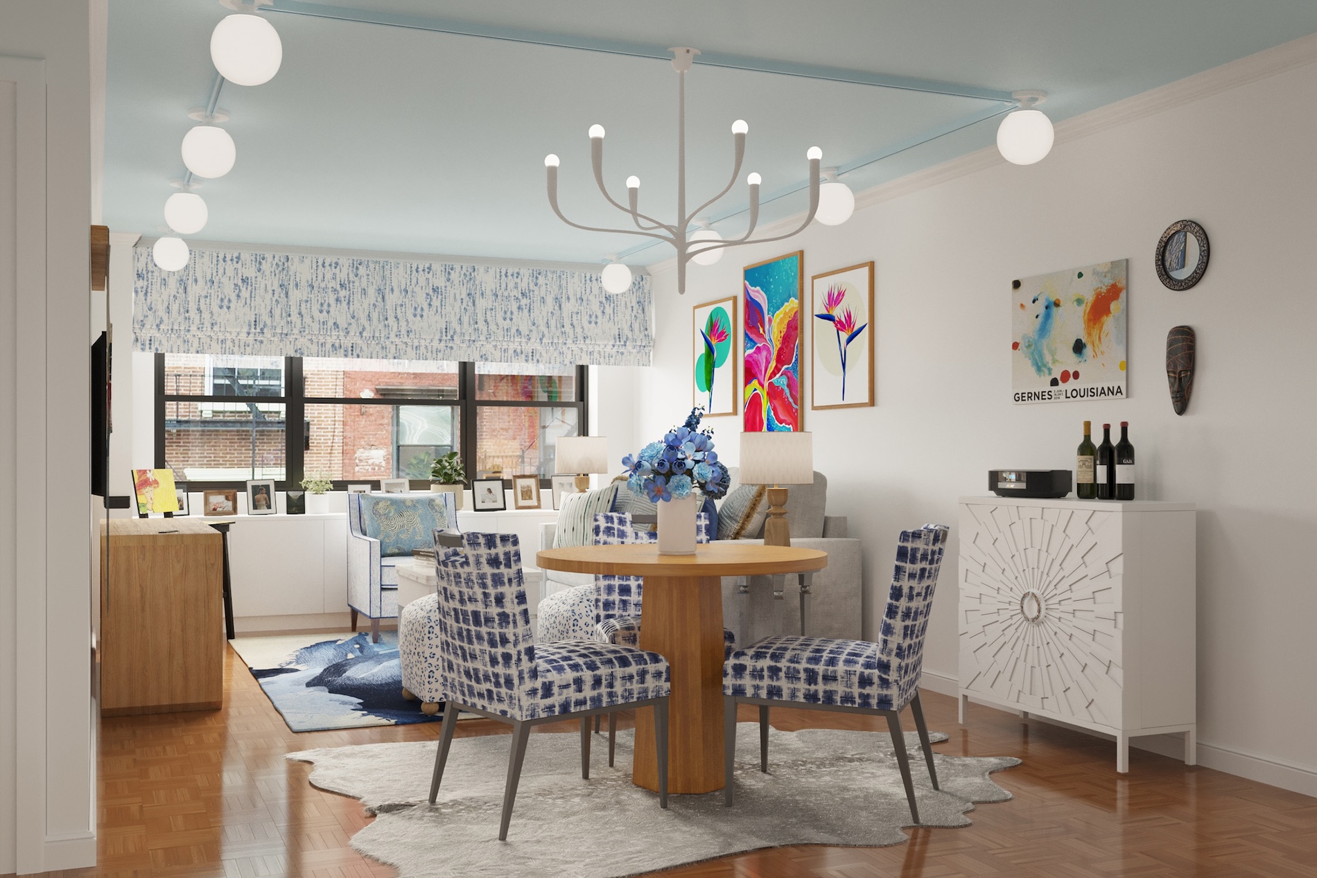 Dining Table And Living Area Interior Design Nyc