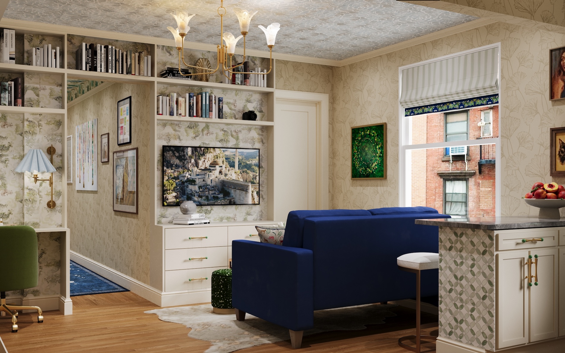 Living Room Design Built In Bookshelves Nyc