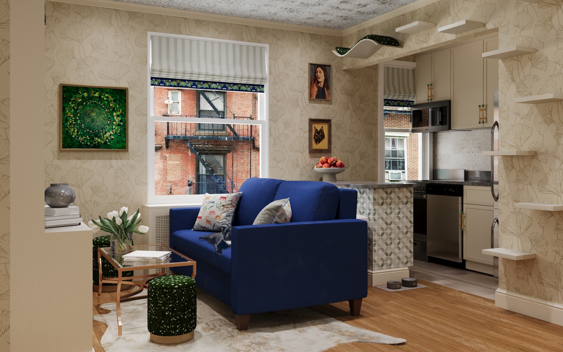 Living Room Design With Cat Wall Adroit