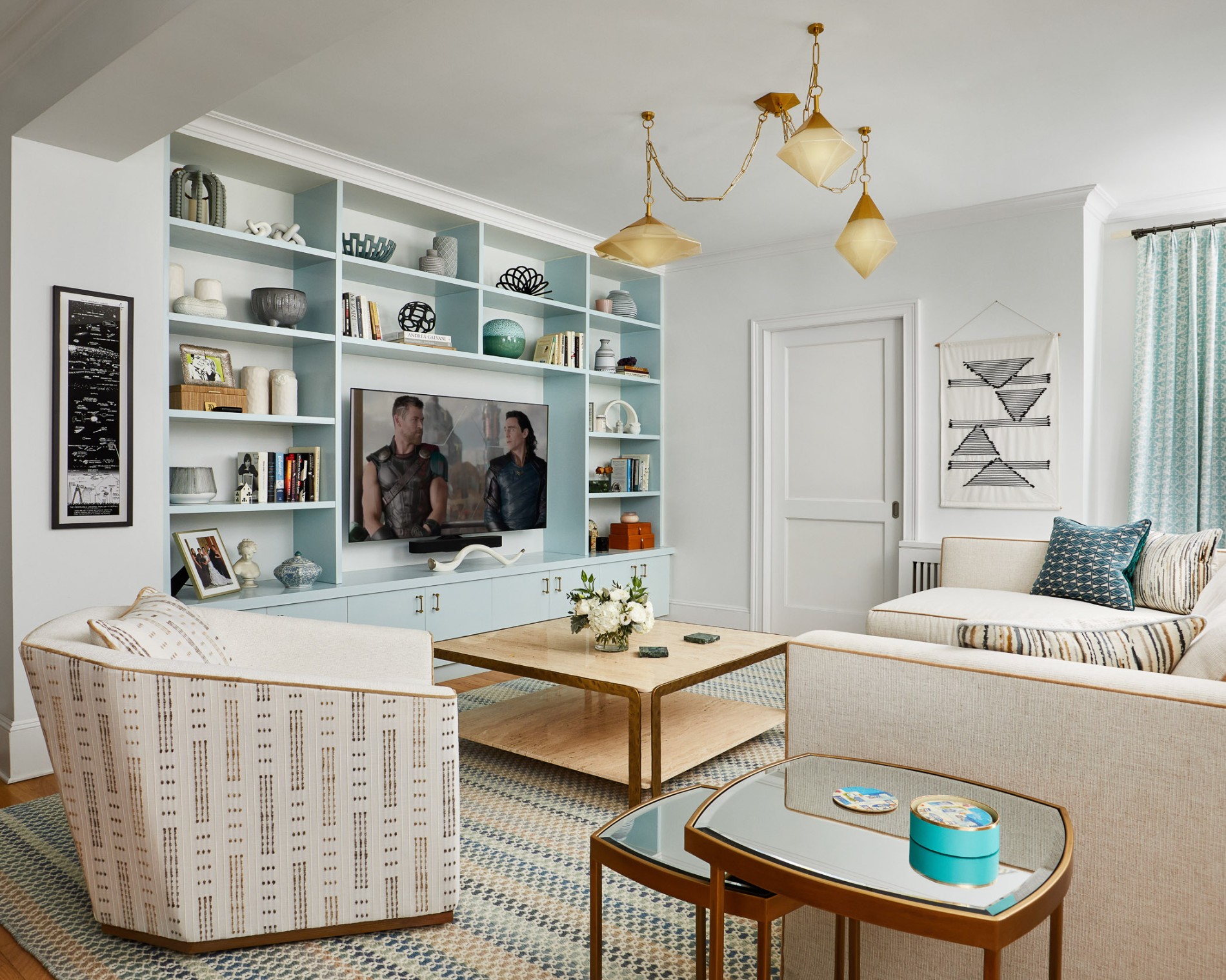 Living Room Design Built In Shelves