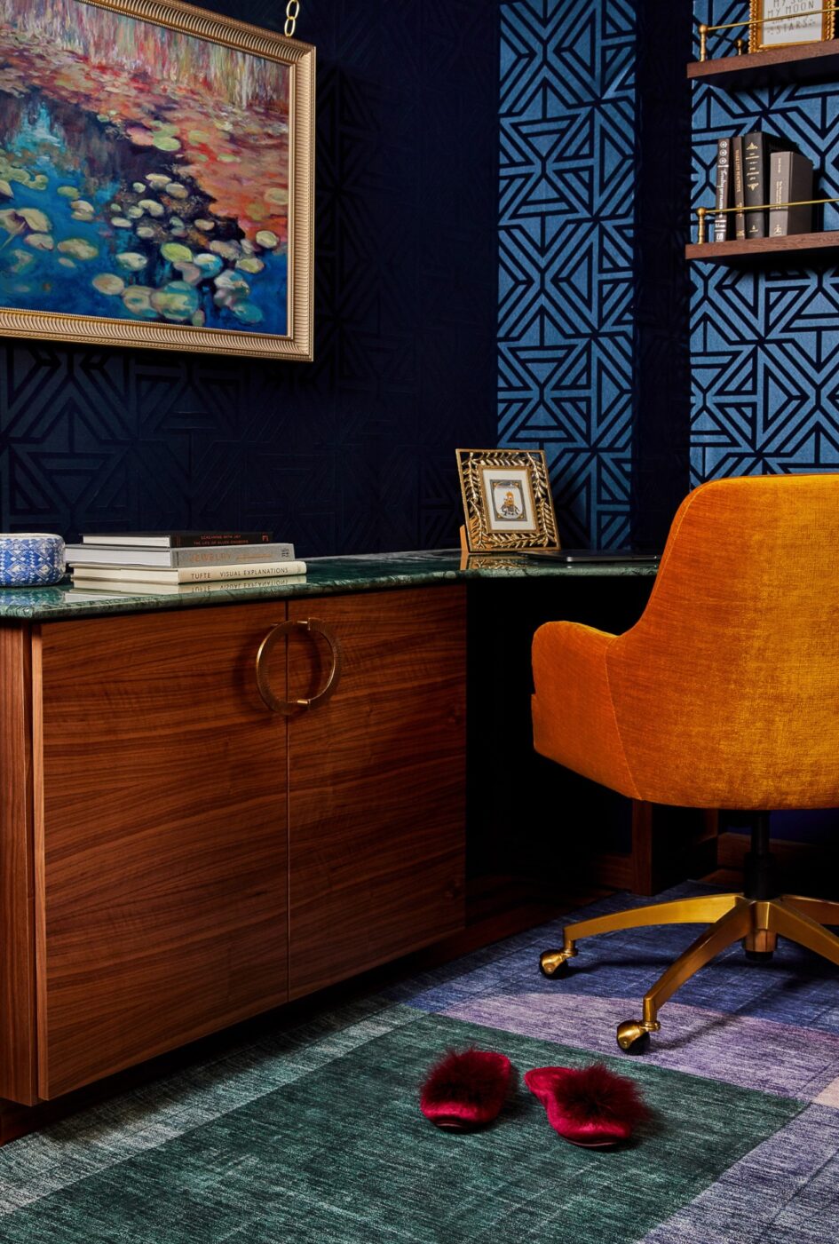 Colorful Home Office Green Marble Desk